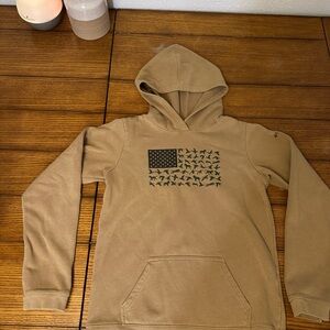 Columbia Tan Hoodie with Bird Flag Design